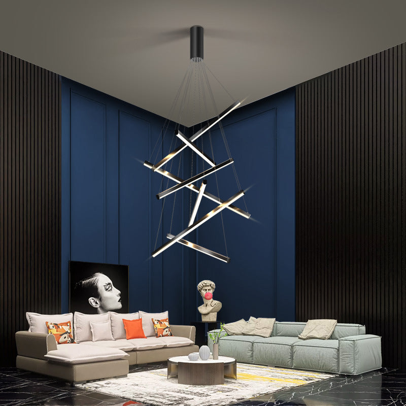 Modern Style Metal Hanging Light Fixtures Linear Multi Lights Suspension Light