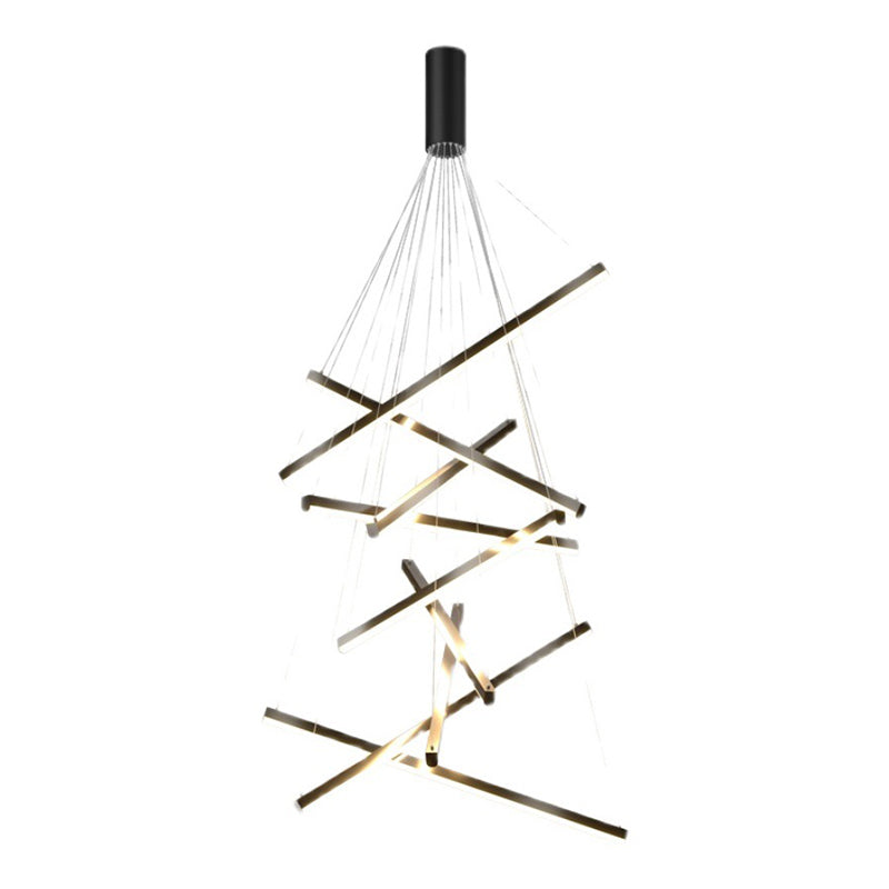 Modern Style Metal Hanging Light Fixtures Linear Multi Lights Suspension Light