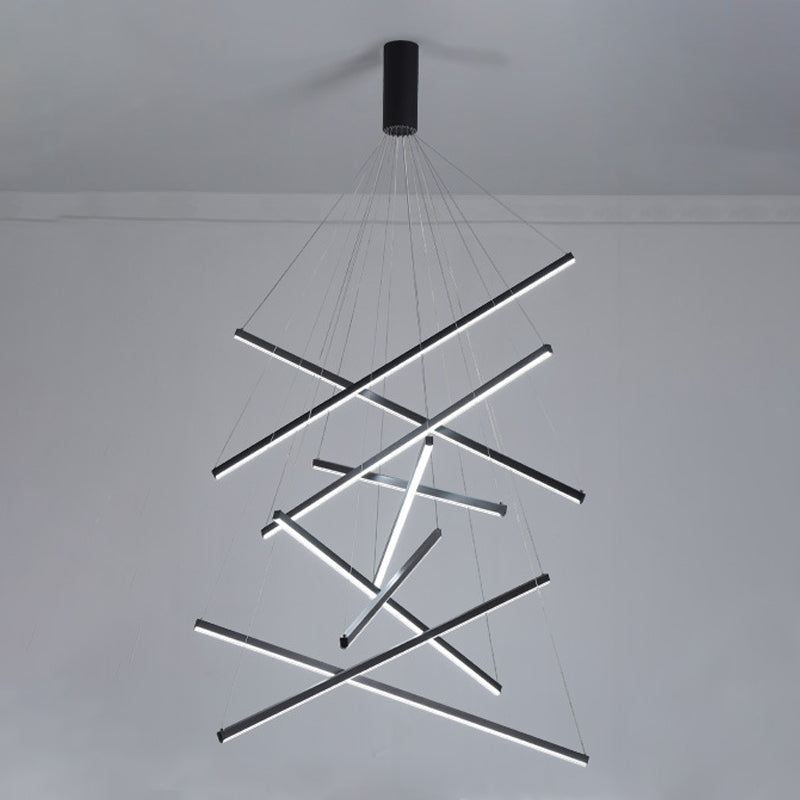 Modern Style Metal Hanging Light Fixtures Linear Multi Lights Suspension Light
