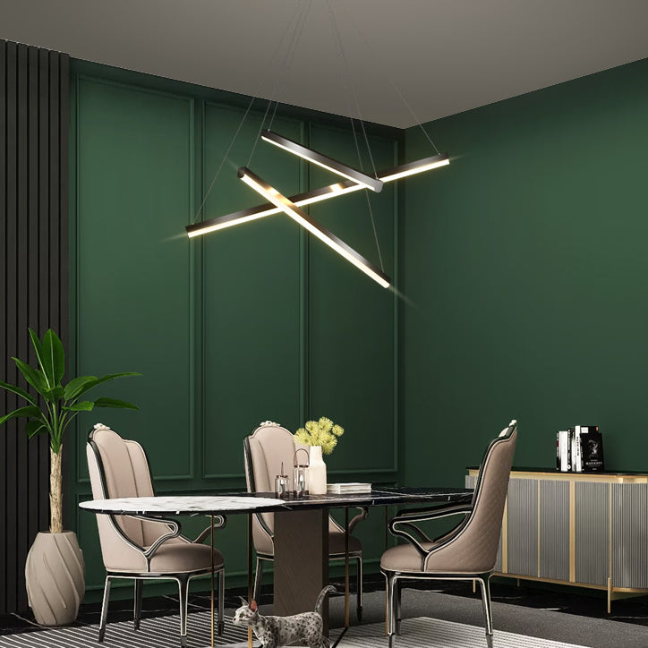 Modern Style Metal Hanging Light Fixtures Linear Multi Lights Suspension Light