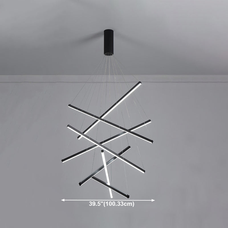 Modern Style Metal Hanging Light Fixtures Linear Multi Lights Suspension Light