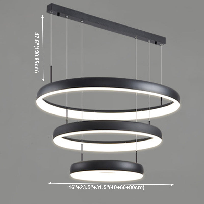 Circular Hanging Pendant Lights Modern Style Metal Chandelier Light Fixture