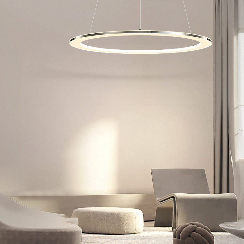 Circular 1-Light Hanging Light Fixtures Modern Style Metal Chandelier Pendant Light