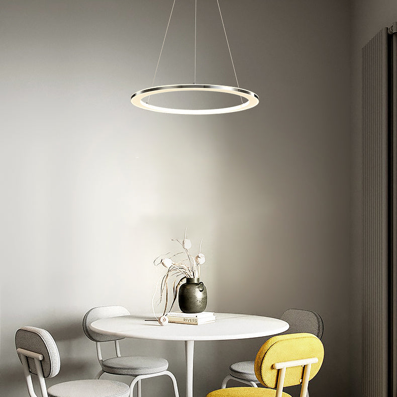Circular 1-Light Hanging Light Fixtures Modern Style Metal Chandelier Pendant Light