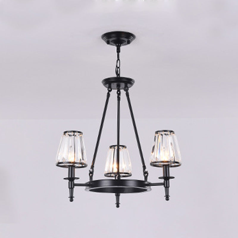 Pendre à cristal clair Conical Pendre Pendre Rustique Multi Lights Suspension Pendante
