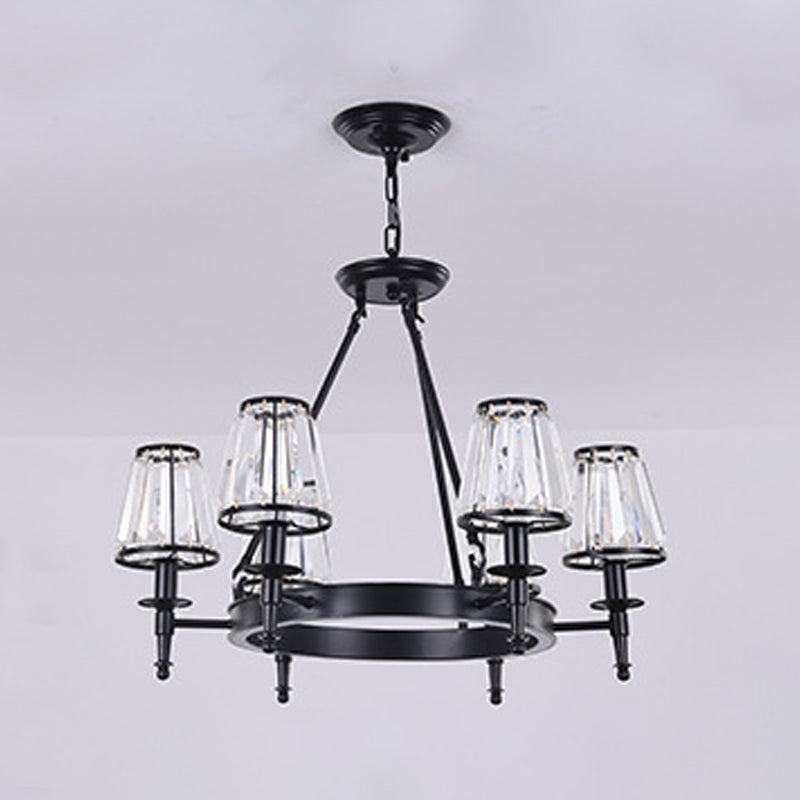 Conical Clear Crystal Pendant Chandelier Rustic Multi Lights Suspension Pendant Light