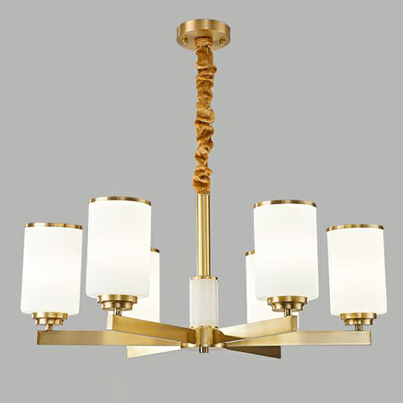 Lichte luxe stijl kroonluchter verlichtingsarmaturen cilindrisch koperen plafond kroonluchter