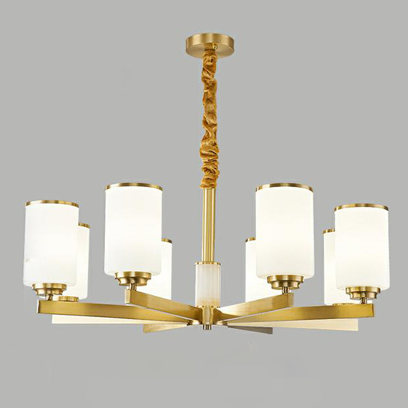 Lichte luxe stijl kroonluchter verlichtingsarmaturen cilindrisch koperen plafond kroonluchter