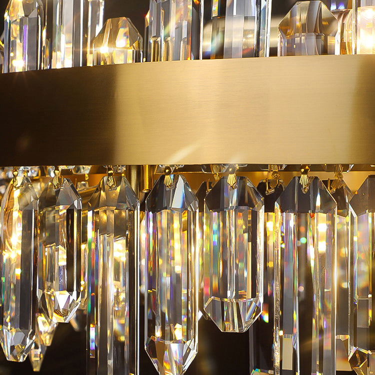 Light Luxury Style Pendant Chandelier Light Circular Crystal Hanging Chandelier