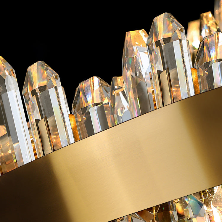 Light Luxury Style Pendant Chandelier Light Circular Crystal Hanging Chandelier