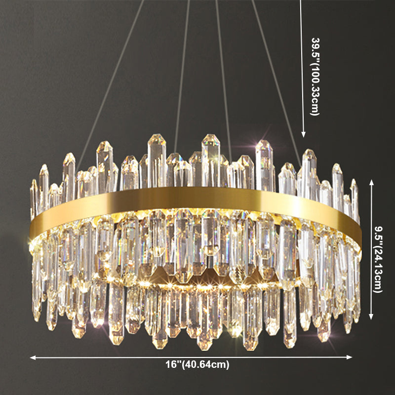 Light Luxury Style Pendant Chandelier Light Circular Crystal Hanging Chandelier