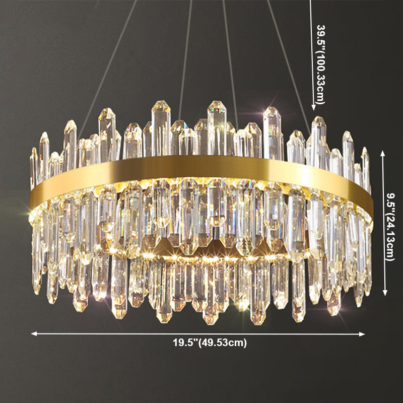 Light Luxury Style Pendant Chandelier Light Circular Crystal Hanging Chandelier