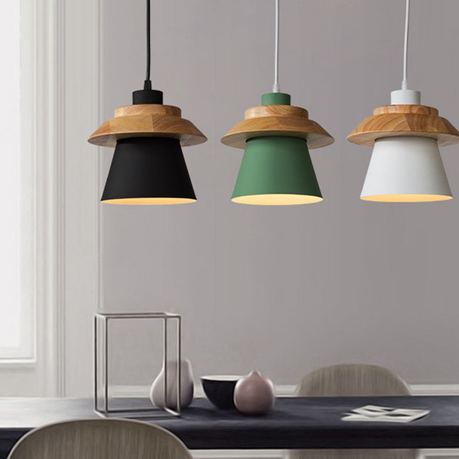 Lampe suspendue de macaron géométrique à pendentif unique nordique moderne avec ombre en fer