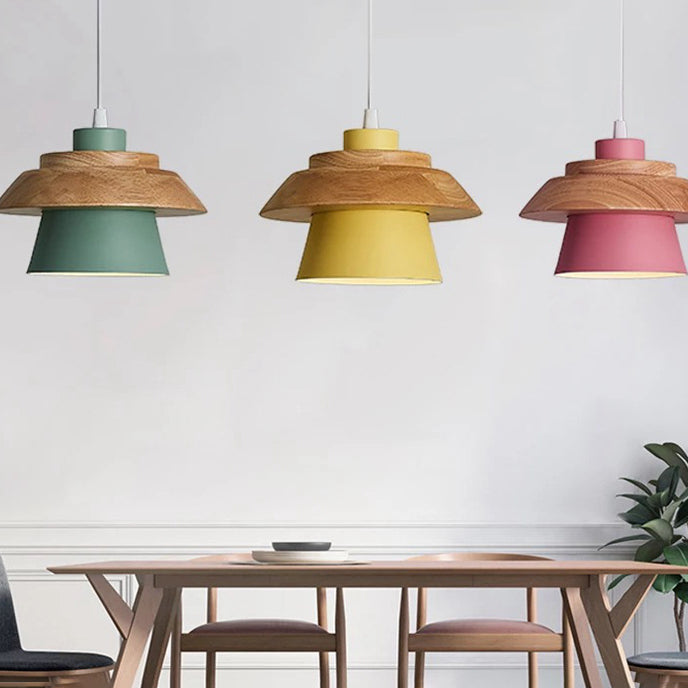 Lampe suspendue de macaron géométrique à pendentif unique nordique moderne avec ombre en fer