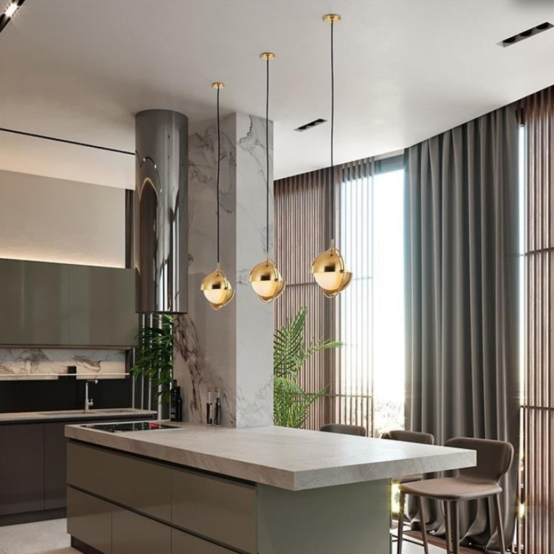 Moderne luxuriöse geometrische Hanglampe -Elektroplate Metallanhänger Licht für Esszimmer
