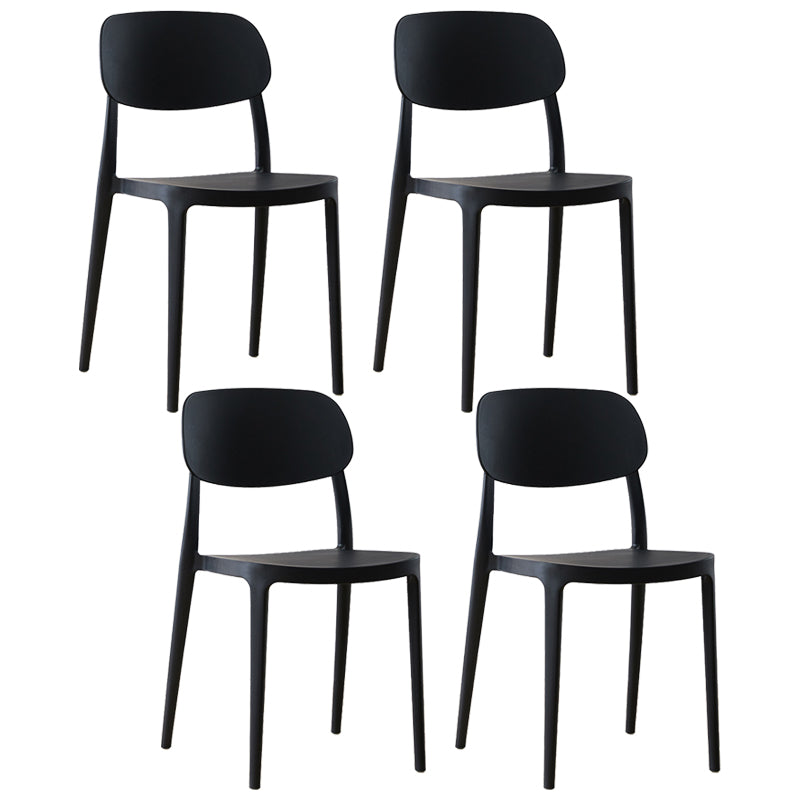 Silla lateral abierta apilable de cena sin brazos del plástico escandinavo de las sillas