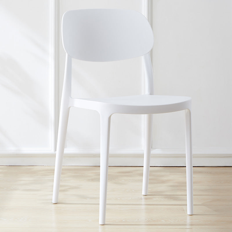 Chaises de salle à manger sans bras en plastique scandinave, chaise latérale à dossier ouvert empilable