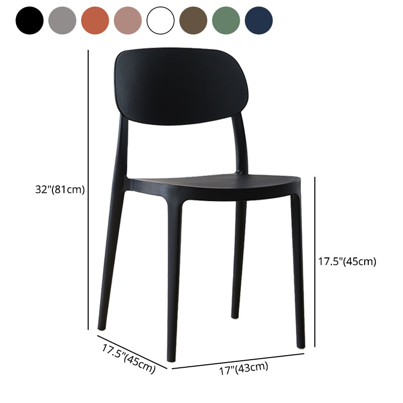 Silla lateral abierta apilable de cena sin brazos del plástico escandinavo de las sillas