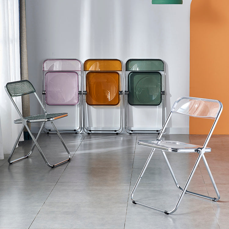Chaise latérale pliante sans bras de style contemporain, chaise d'appoint simple à dossier ouvert