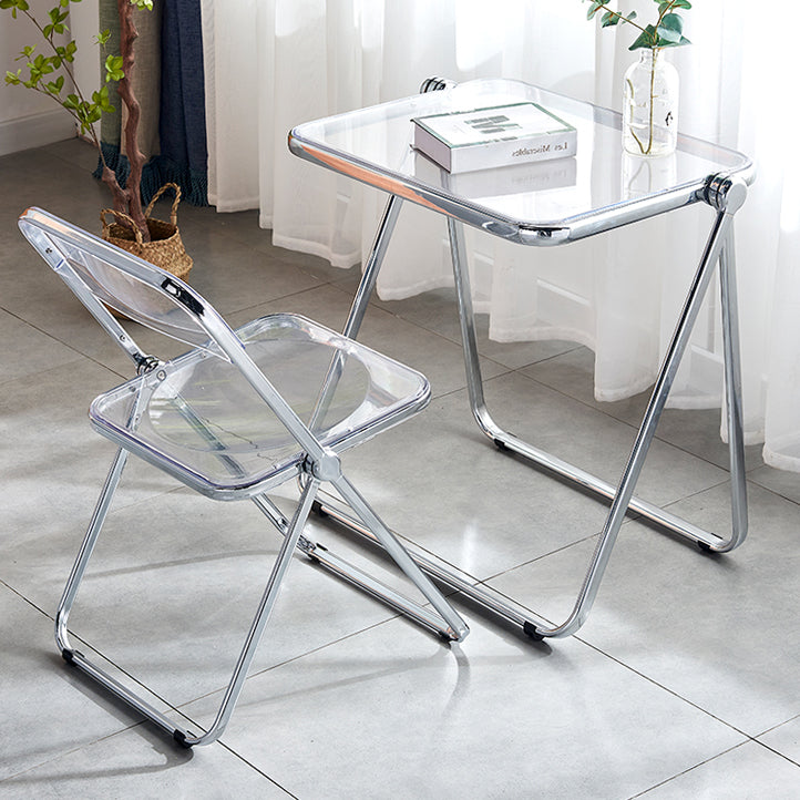 Chaise latérale pliante sans bras de style contemporain, chaise d'appoint simple à dossier ouvert