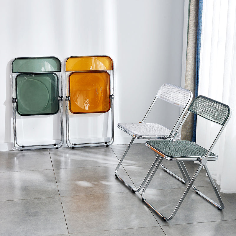 Chaise latérale pliante sans bras de style contemporain, chaise d'appoint simple à dossier ouvert