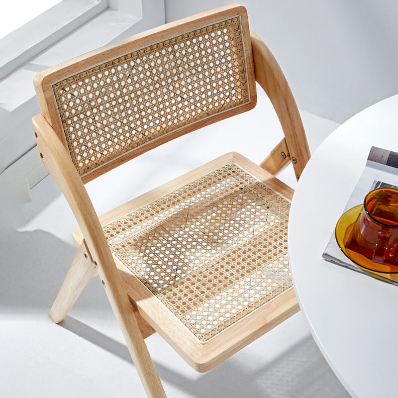 Silla de estilo contemporáneo de madera de caucho con respaldo abierto, silla individual para comedor y cocina