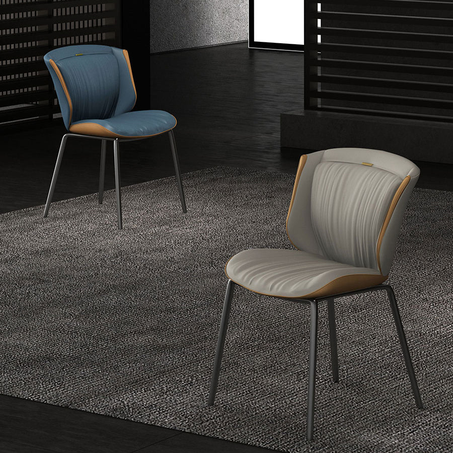 Silla auxiliar para el hogar, silla de metal tapizada con respaldo lateral para comedor (juego de 2)