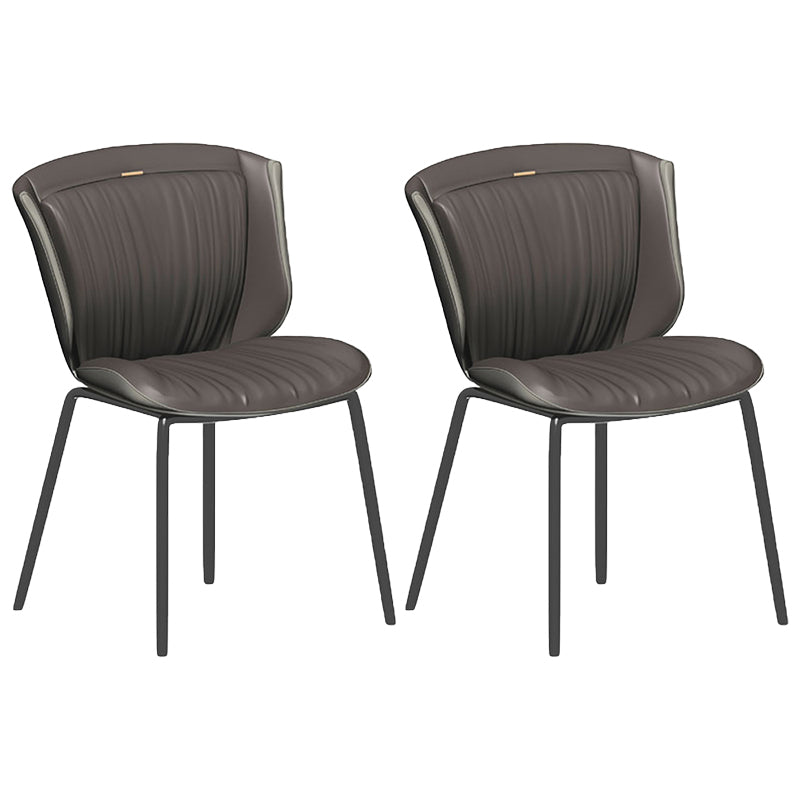 Chaise d'appoint pour la maison Chaise de salle à manger à oreilles rembourrée en métal (Ensemble de 2)