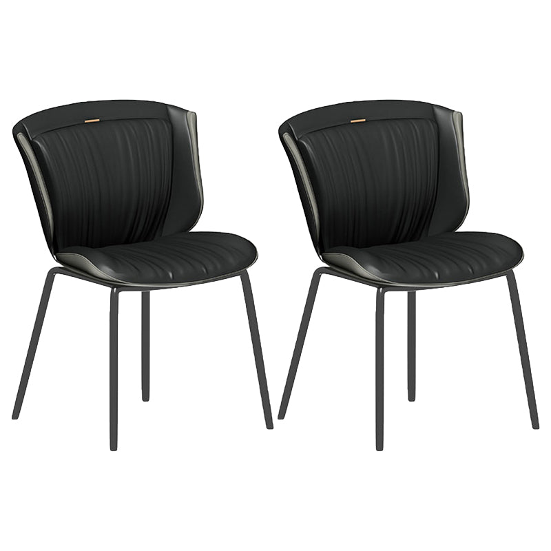 Chaise d'appoint pour la maison Chaise de salle à manger à oreilles rembourrée en métal (Ensemble de 2)