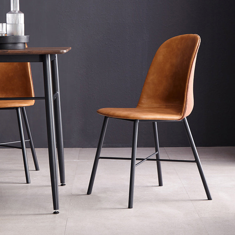 Sillas de comedor modernas sin brazos, respaldo sólido, silla lateral de comedor con patas negras (juego de 2)