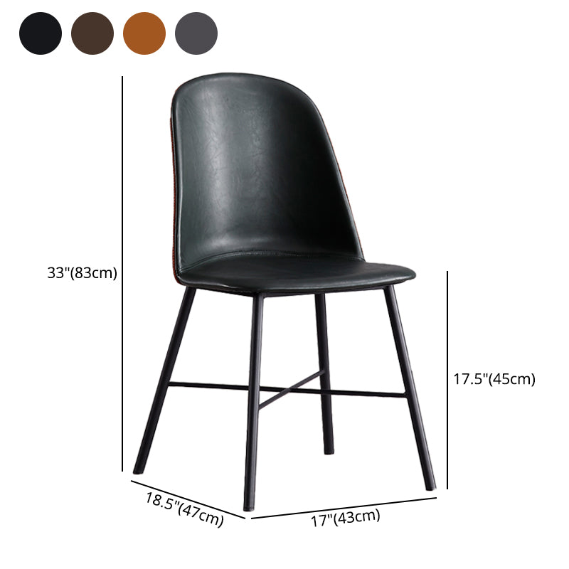 Sillas de comedor modernas sin brazos, respaldo sólido, silla lateral de comedor con patas negras (juego de 2)