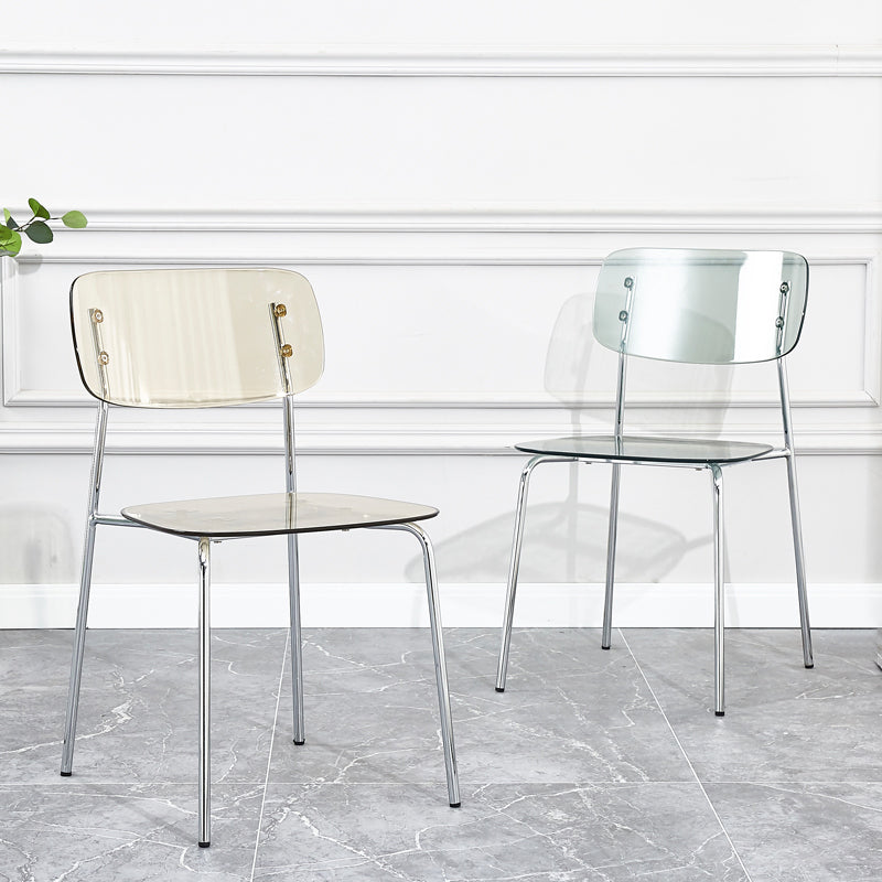 Chaises de salle à manger sans bras en plastique de style industriel, chaise latérale de salle à manger à dossier ouvert pour la maison