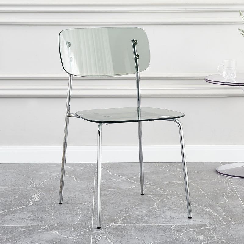 Chaises de salle à manger sans bras en plastique de style industriel, chaise latérale de salle à manger à dossier ouvert pour la maison