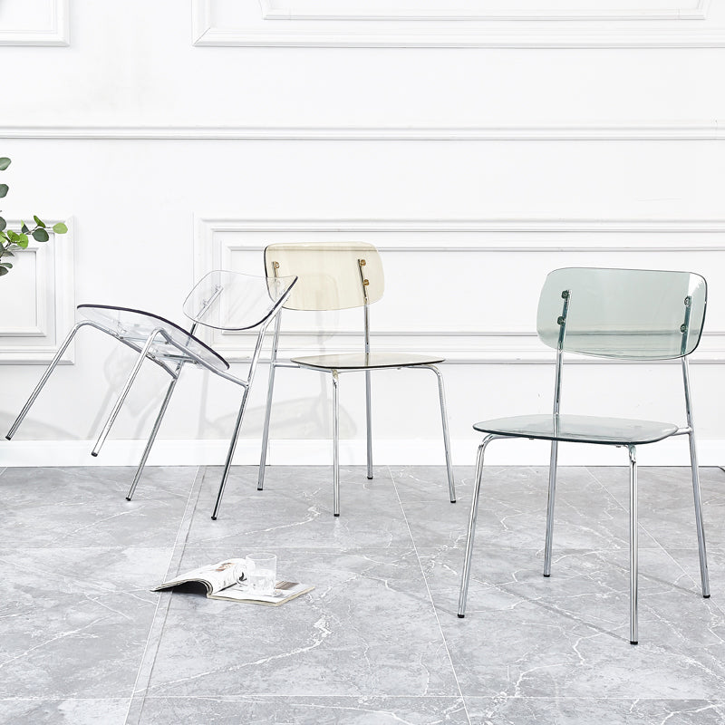 Sillas sin brazos de plástico de estilo industrial, respaldo abierto, silla lateral para el hogar