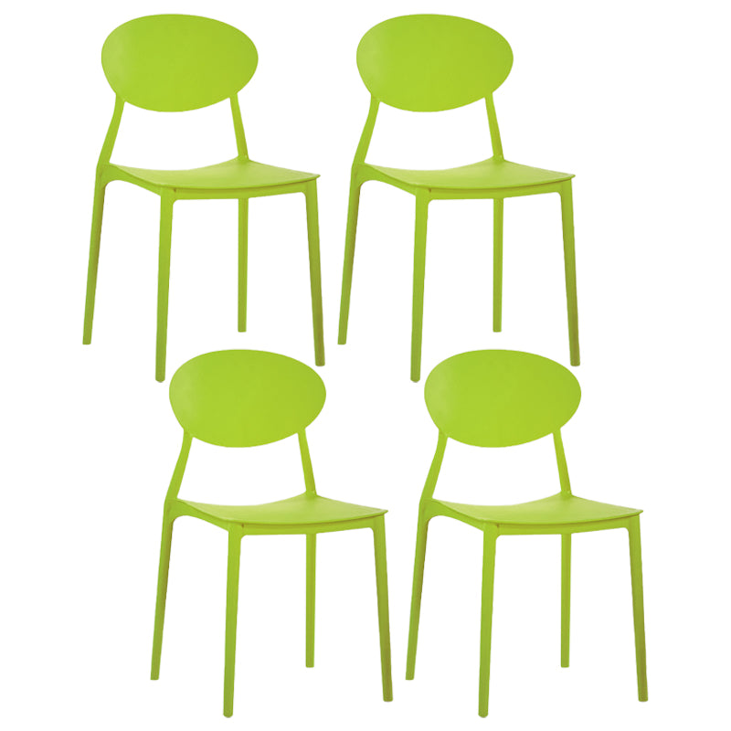 Plastic Stackable Dining Side Chair Open Back Armless Dining Chairs (Set of 4)