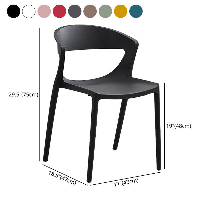 El plástico del estilo minimalista que cena las sillas sin brazos abre la parte posterior que cena la silla lateral