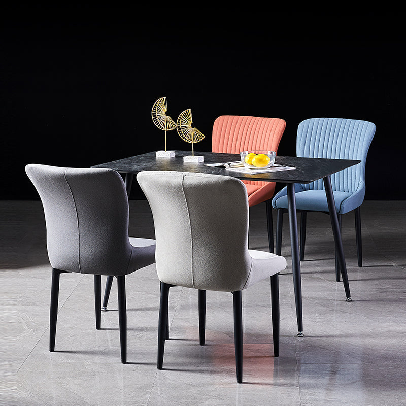 Sillas de comedor de tela de lino de estilo escandinavo, sillas sin brazos con respaldo sólido para el hogar