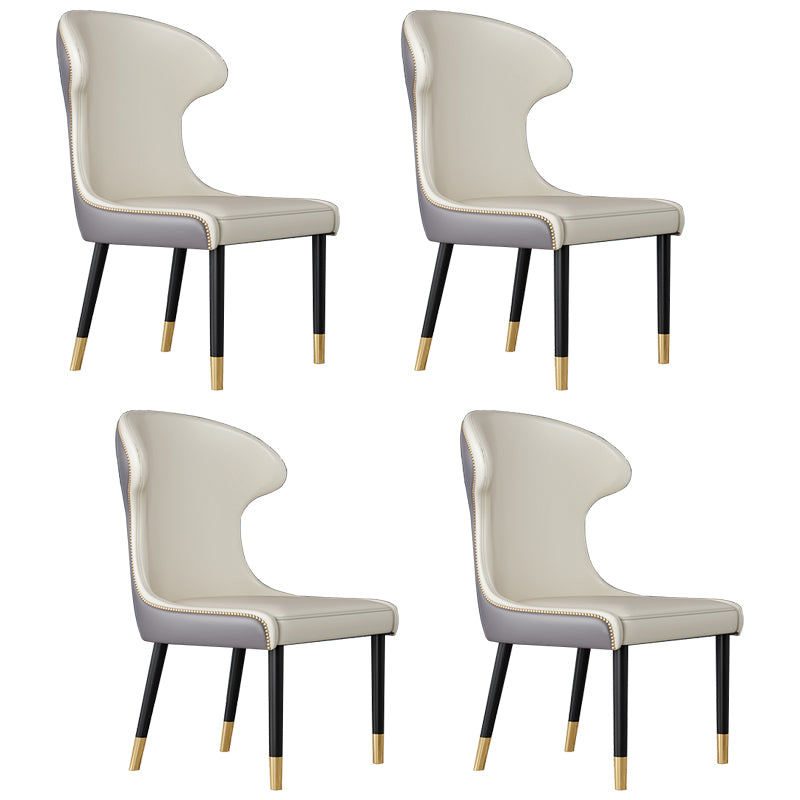 Sillas con respaldo de estilo escandinavo, sillas sin brazos de comedor de cuero para el hogar