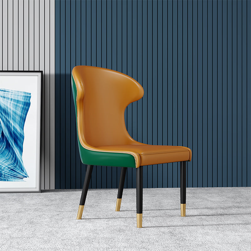 Chaises à oreilles de style scandinave, chaises de salle à manger en cuir sans accoudoirs pour la maison