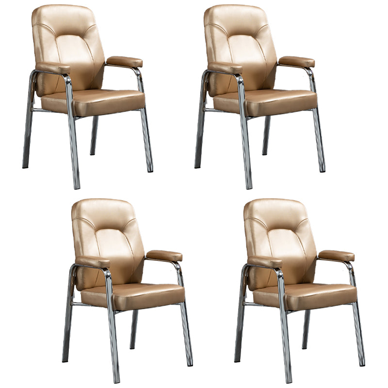 Chaises de salle à manger en cuir de style contemporain Bras arrière solides dinant des chaises latérales