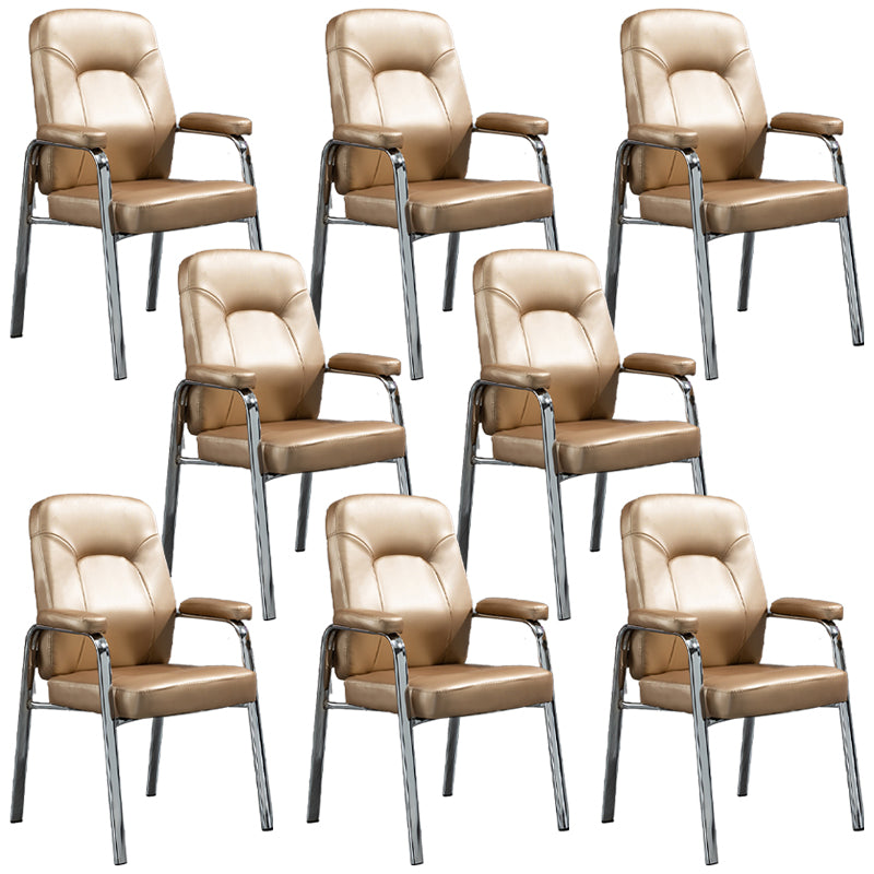 Sillas de comedor de cuero de estilo moderno Sillas laterales de comedor con brazo trasero sólido