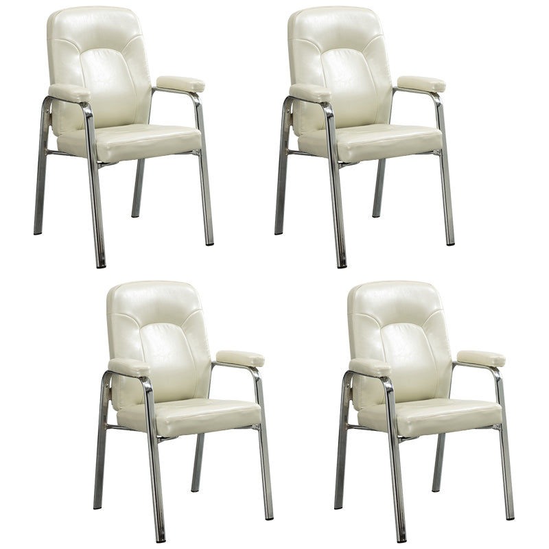 Chaises de salle à manger en cuir de style contemporain Bras arrière solides dinant des chaises latérales