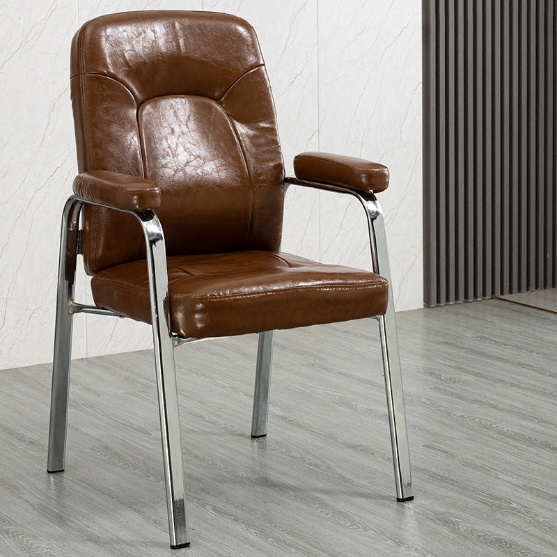 Sillas de comedor de cuero de estilo moderno Sillas laterales de comedor con brazo trasero sólido