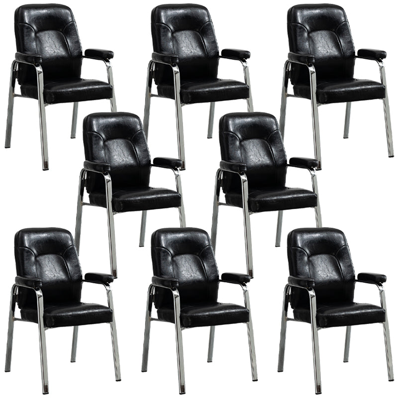 Sillas de comedor de cuero de estilo moderno Sillas laterales de comedor con brazo trasero sólido
