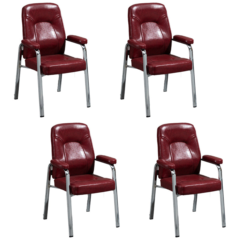 Sillas de comedor de cuero de estilo moderno Sillas laterales de comedor con brazo trasero sólido