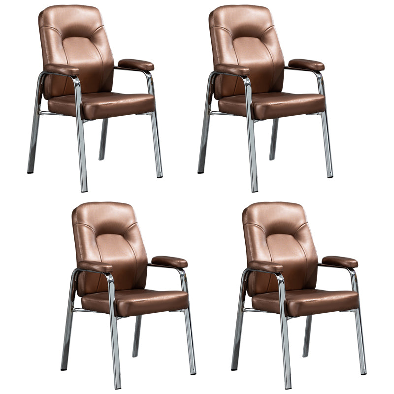 Sillas de comedor de cuero de estilo moderno Sillas laterales de comedor con brazo trasero sólido