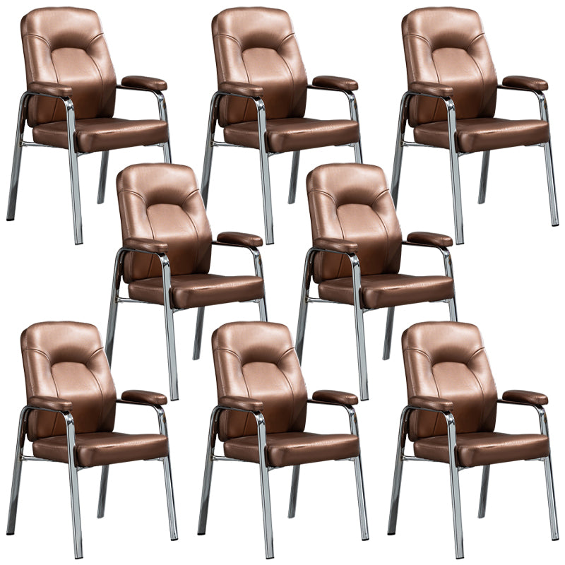 Sillas de comedor de cuero de estilo moderno Sillas laterales de comedor con brazo trasero sólido
