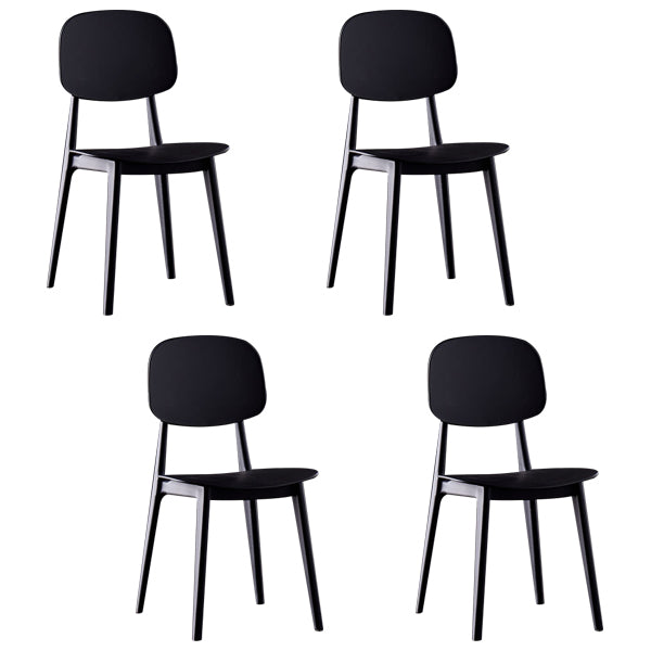 Chaises de salle à manger scandinaves sans accoudoirs en plastique Chaise d'appoint à dossier ouvert (Ensemble de 4)
