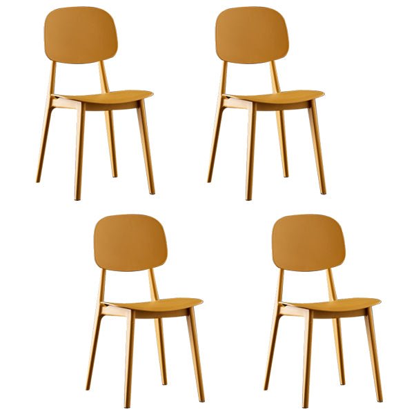 Sillas de comedor escandinavas de plástico sin brazos, silla lateral con respaldo abierto (juego de 4)