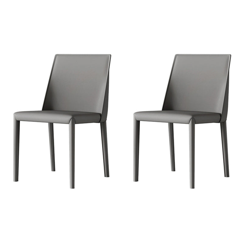 Chaises de salle à manger en cuir de style scandinave Chaises de salle à manger sans accoudoirs pour un usage domestique (Ensemble de 2)